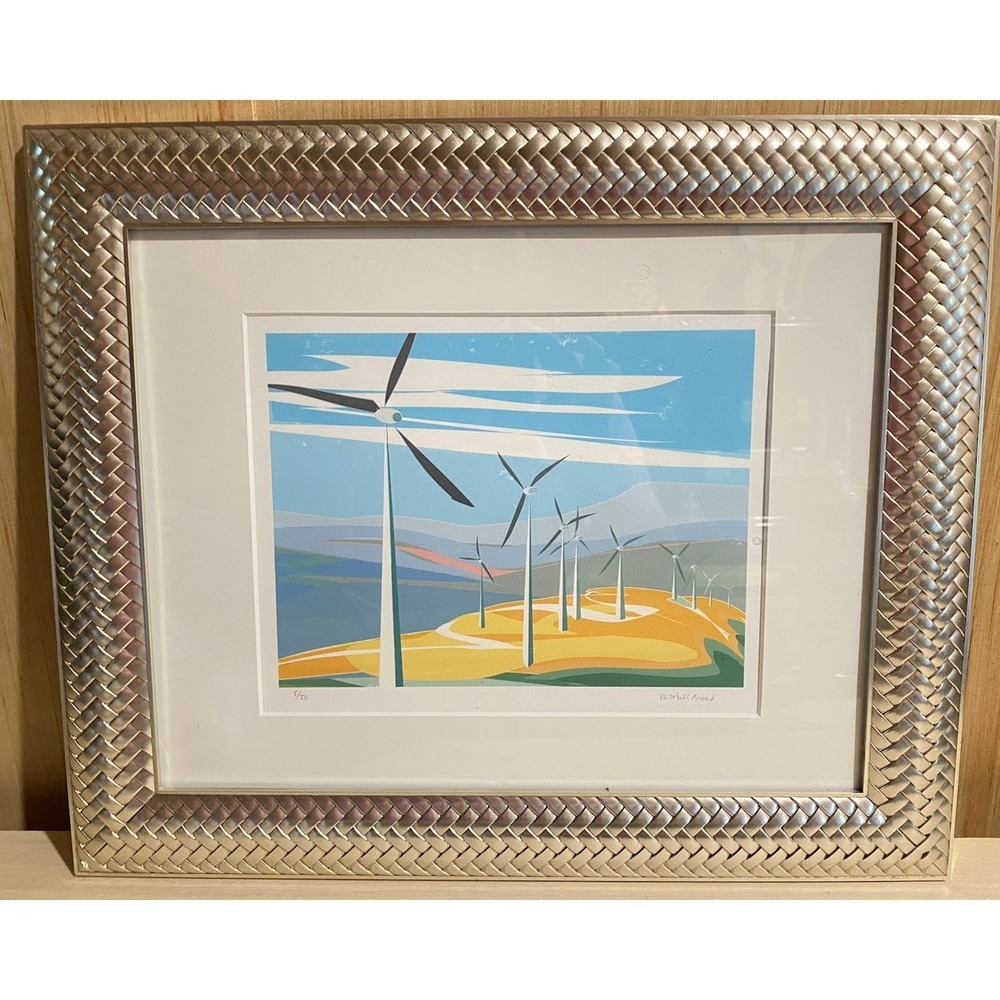 Windmills Print With Frame 17x14" Artist Elizabeth Broad 5/50 Limited Edition